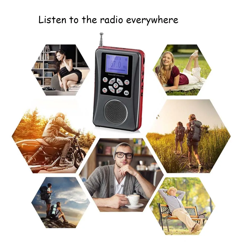 JINSERTA портативное цифровое радио FM/SW/MW многополосное радио с функцией записи будильника Поддержка карт памяти TF