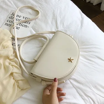 

Mini semi-circle bag new saddle bag women's bag cover shoulder bag casual simple star decoration trend messenger bag handbag