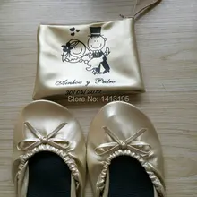 Женские свадебные складные балетные туфли с логотипом