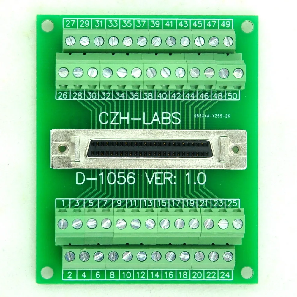 50-pin половинный шаг/0,05 "Female женский Breakout Board, DSUB, SCSI, терминальный модуль