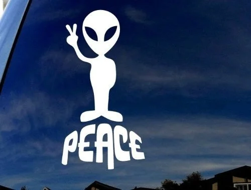 Автомобильный Стайлинг для Alien Peace Cartoon 4 &quotБелая виниловая наклейка стикер
