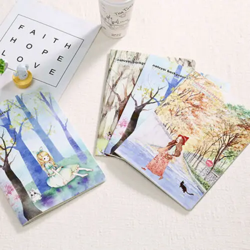 

4 Pc B5 Large Cute Cartoon Flamingo Cat Blue Whale Notepad Diary Notebook