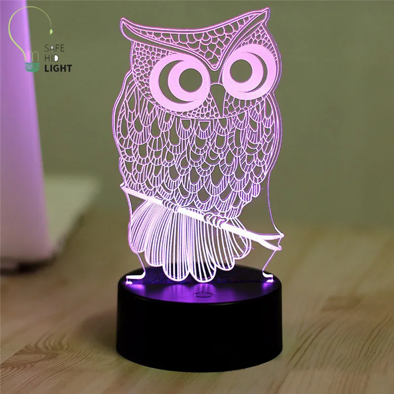 Owl Xmas Gift Home decoration LED Desk Table Lamp 7 Color 3D Night light Touch control Child gift h - 33005825787