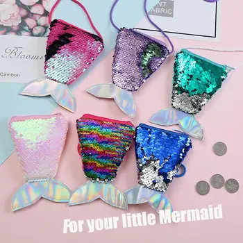 

Coin Purse Mermaid Sequins Coin Bag Small Wallet Backpack Keys Pouch Card Holder Earphone Bags On For Women Kids Children