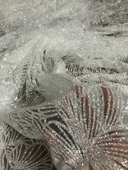 

tulle lace with glued glitter fashion Jolin-10.2716 african glitter lace fabric for party dress 5yard/lot embroidered