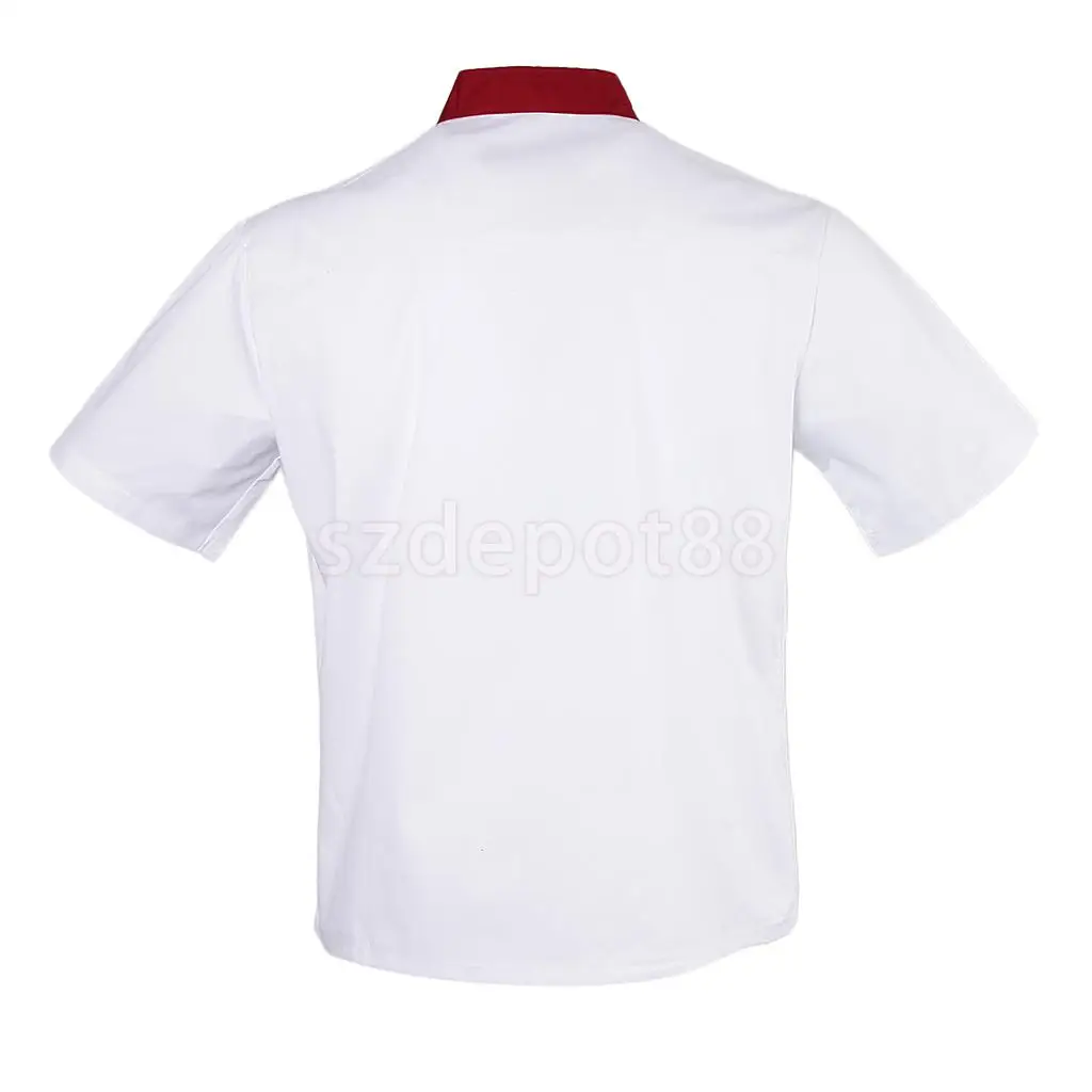 Unisex Chef Jacket White Red Air Mesh Short Sleeve Double Breasted Hotel Kitchen Catering Chefwear Coat Uniform Shirt Tops