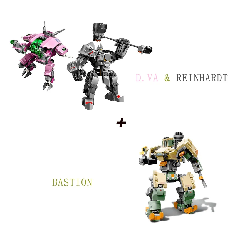 Совместим с 75973 75974 строительными микроблоками Overwatch D. Va& Reinhardt и Bastion - Цвет: 75973 and 75974