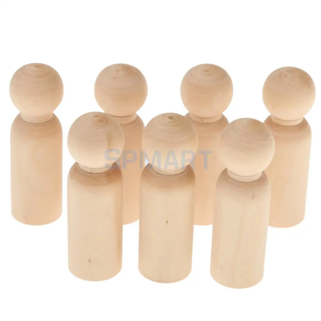 Wooden Peg People Family Bride Groom Nesting Dolls Birthday Cake Party Famiy Activity DIY Craft Toys Children Friends Gift