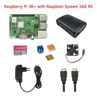 2018 Raspberry Pi 3 Model B+ Plus+ABS Case+CPU Fan+3A Power Adapter with Switch+16G 32 SD Card+Heat Sink+HDMI Cable for RPI 3B+