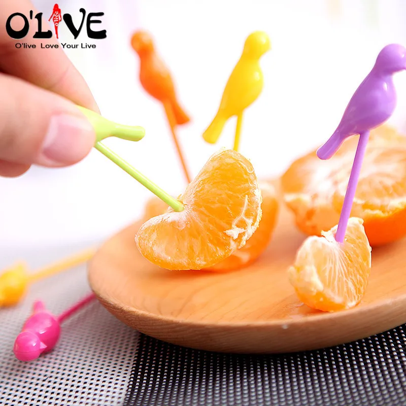 Branch Bird Fruit Fork Mini Cartoon Children Snack Cake Dessert Food Pick Toothpick Bento Lunches Party Decor fruit fork food picks food toothpicks