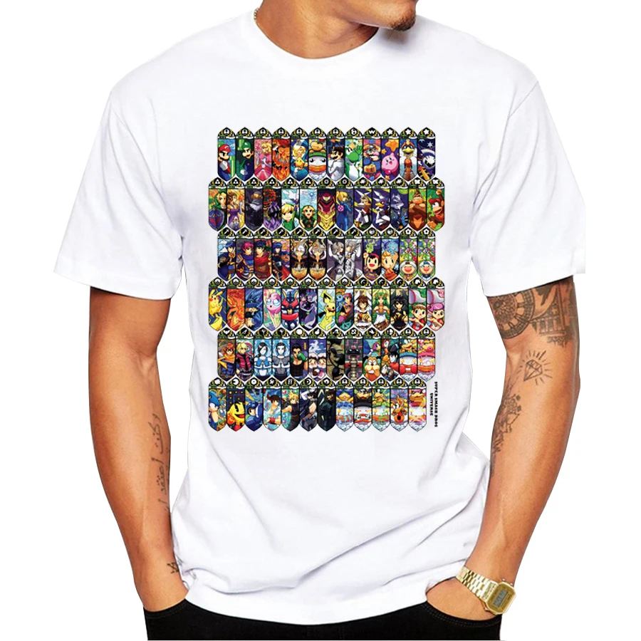 Новое поступление мужские модные футболки с коротким рукавом Super Smash Bros Universe принтованные Забавные футболки с комиксами - Цвет: 1388
