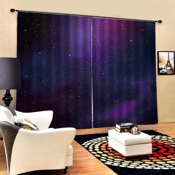 

stars Modern Home Decoration Blackout 3D Curtain black purple curtains for bedroom Blackout curtain