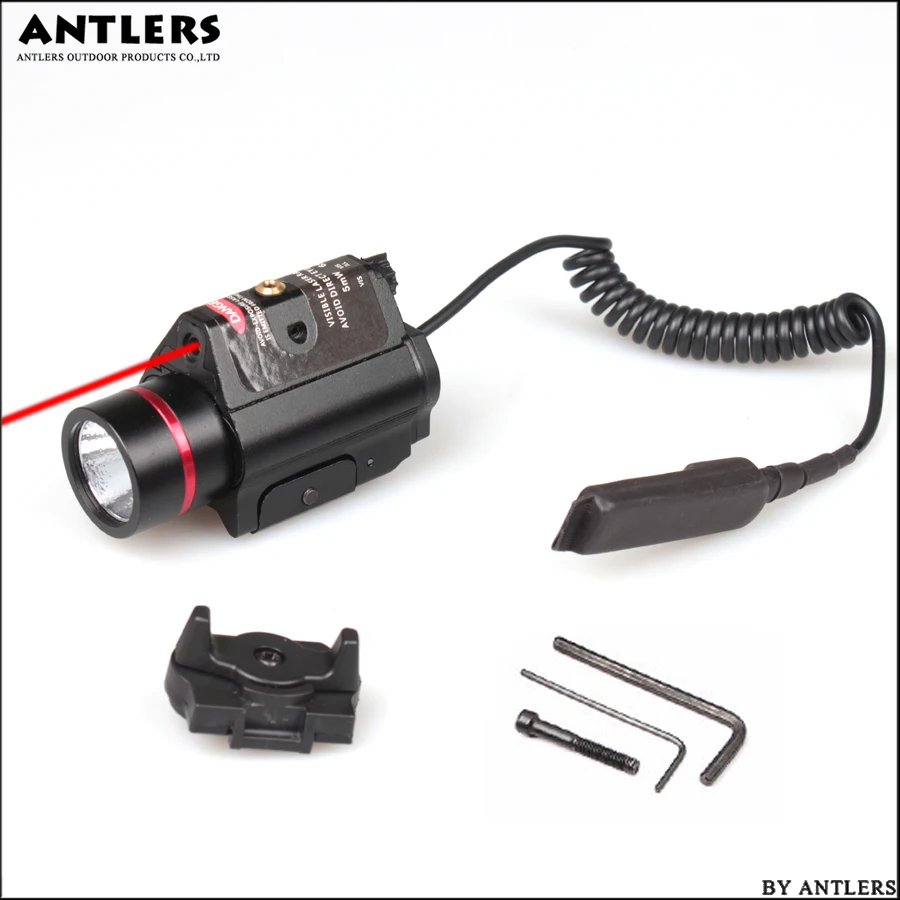 

Hunting Camping Gun lighting equipm Flashlight 2in1 Tactical Insight Red Laser++ Weapon Light CREE Q5 LED flashlight For Pistol