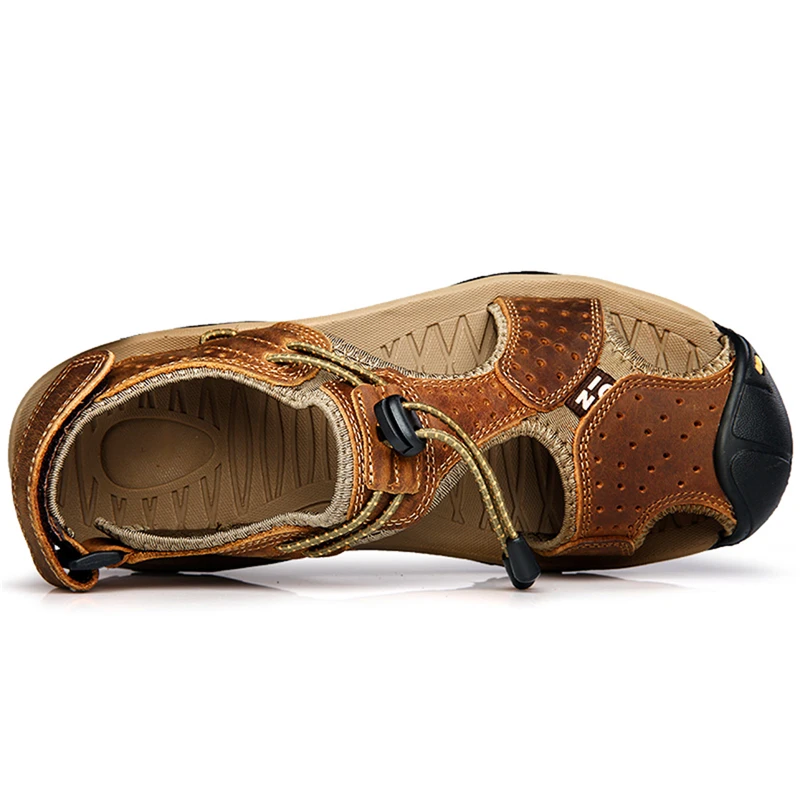 Véritable Air Noir De D'été marron Semelle Taille kaki La Appartements 2018 bleu Hombre Plein Plus Plage Mens Hommes Sandalias Casual jaune Nis Cuir Sandales En Souple Chaussures 870BSOwq