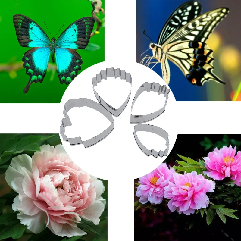 

4pcs Stainless Steel Peony Flower Petal Mold Cutter Clay Tools Polymorph Concrete Molds Hobby Model Tools Butterfly Mold Cutter