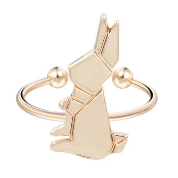 Kinitial New Arrival ,10pcs Adjustable Gold Silver Rabbit Bunny Ring Cute Animal Ring Girls Womens Ring