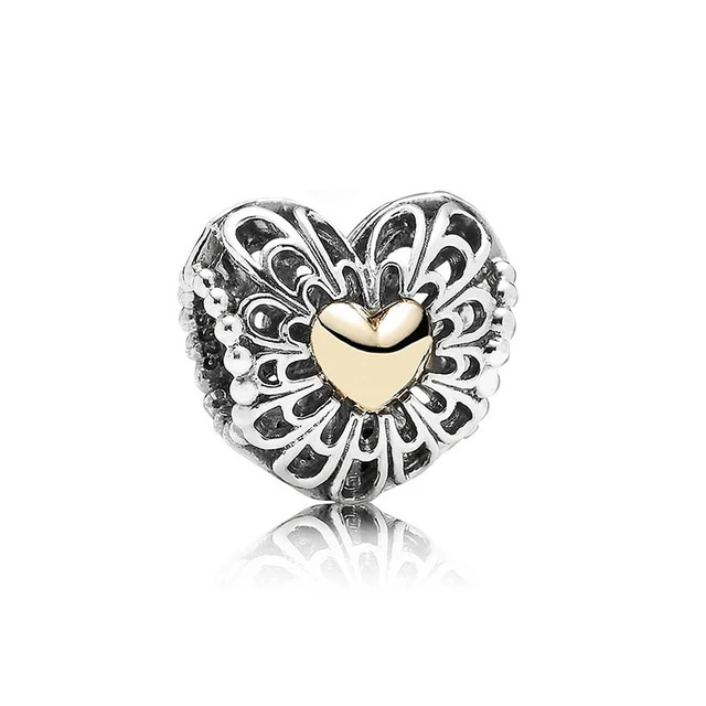 

Kristie 100% 925 Sterling Silver 1:1 Authentic 791275 Gold Filigree Heart Charm CHARM Bracelet Original Women Jewelry