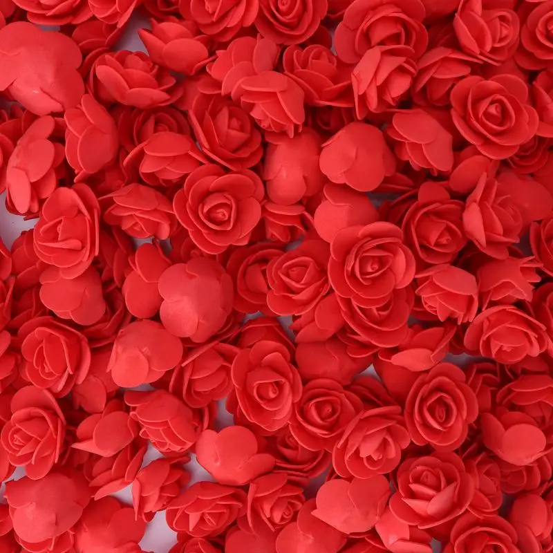 500 шт Мини ПЭ Пена Искусственные розы цветы головки венок коробка для сладостей для самостоятельной сборки материал медведь ручной работы свадебные украшения дома - Цвет: Красный