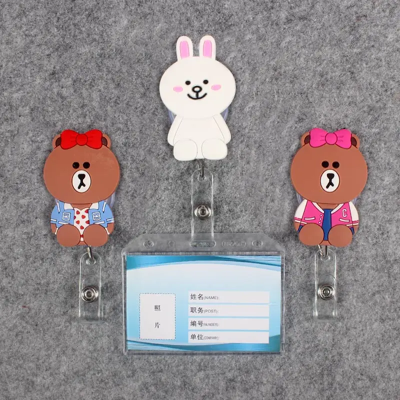 

Women Men Badge Scroll Nurse Reel Bear Character Scalable Colors Little Bear Rabbit Girls B Exhibition ID Plastic Card Holder