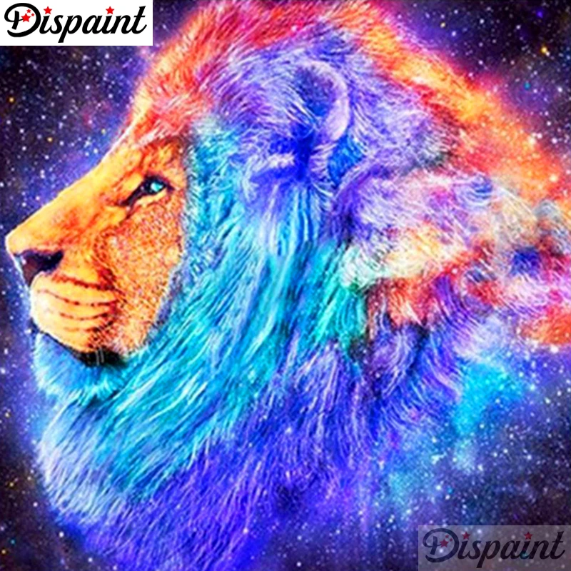 

Dispaint Full Square/Round Drill 5D DIY Diamond Painting "Animal colored lion" Embroidery Cross Stitch 3D Home Decor Gift A10579