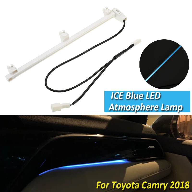 

12V Car Interior LED Atmosphere Light Bar For Toyota Camry 2018 Central Console Ice Blue Decorative Lamp Car Accessories