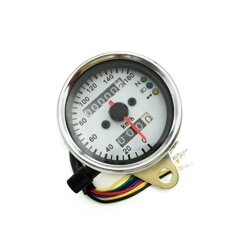 DC 12 V изменение мотоцикл Скорость ometer одометр мотоцикла Gauge ATV велосипед, скутер с подсветкой двойной Скорость метр светодиодный индикатор - Цвет: Silver