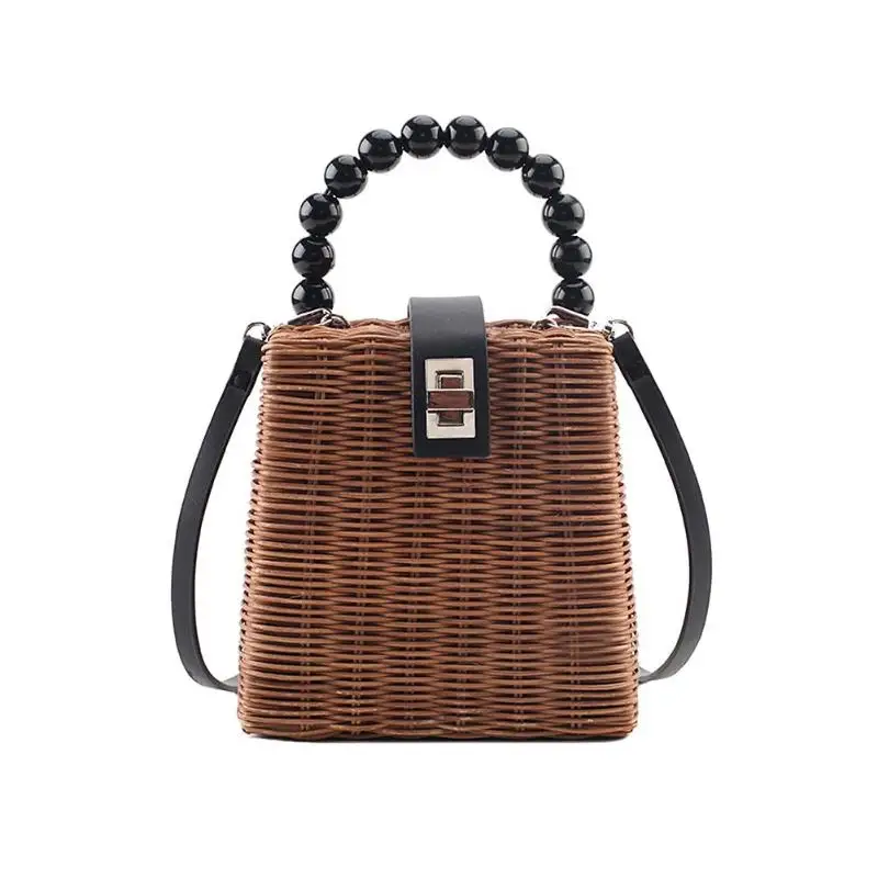 جديد نمط نسج امرأة الأزياء الشاطئ القش حقيبة يد المرأة الخرز صغيرة رسول Crossbody الأعلى مقبض الصيف أكياس جديد نمط نسج امرأة الأزياء الشاطئ القش حقيبة يد المرأة الخرز صغيرة رسول Crossbody الأعلى مقبض الصيف أكياس