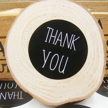 

1200pc 3cm Thank you labels Thank You love self-adhesive stickers black paper sticker labels For DIY Hand Made Gift /Cake