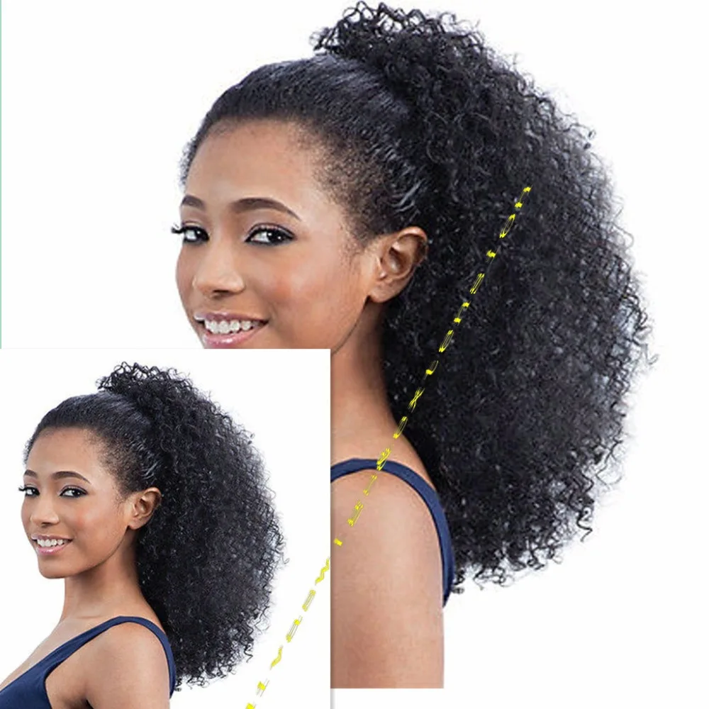 160g afro queue de cheval extension de cheveux humains queues de cheval