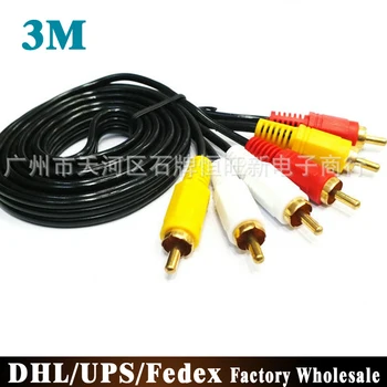 

50Pcs/Lot Audio Video AV Cable 3RCA To 3RCA Audio Line 3M