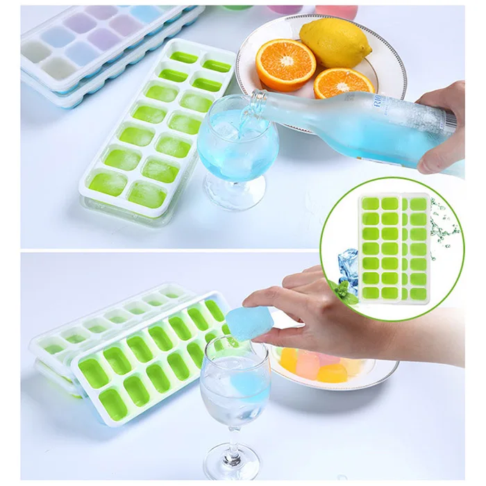 4Pcs Ice Cube Trays Easy Release Silicone 14 Ice Trays with Removable