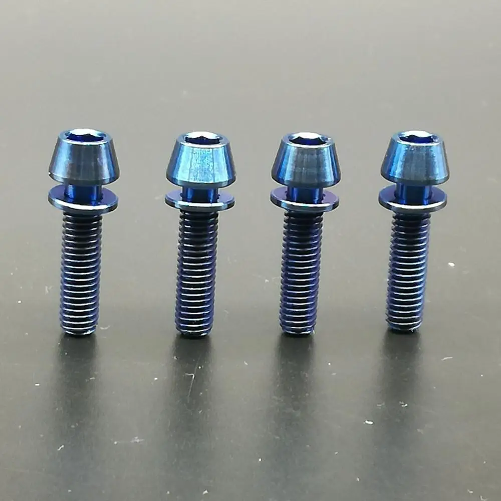 Многоцветная M5X20mm титановая Шестигранная коническая головка M5 Ti болты винт с шайбой 4 шт./лот - Цвет: Blue