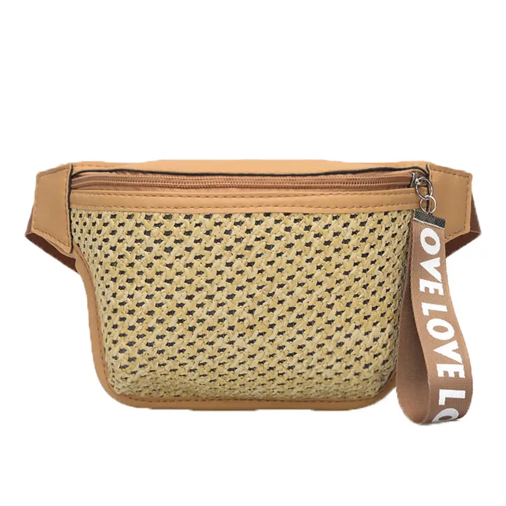 

Women Fanny Pack Female Belt Bag Waist Packs Chest Phone Pouch Straw Shoulder Chest Waist Female Student Waist Bags