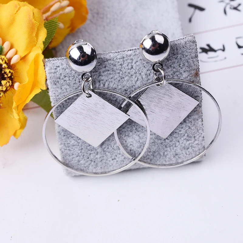 

Simple Round Circle Hoop Earring Rhombus Decoration Statement Earrings Geometric Earrings Exquisite Gift For Women Earring E0380