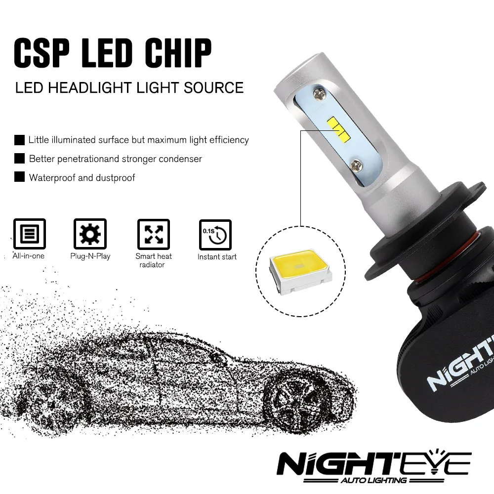 NIGHTEYE 8000LM 50 Вт H7 комплект автомобильных светодиодных фар 6500 к белый заменяет