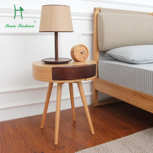 The Nordic Wood Contracted Sitting Room Individuality Creative The Nordic Wood Contracted Sitting Room Individuality Creative Storage Receive Small Round Tea Table Drawer