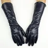 Long sheepskin gloves female long division refers brown leather gloves thin cashmere armband warm jacket free shipping ► Photo 2/6