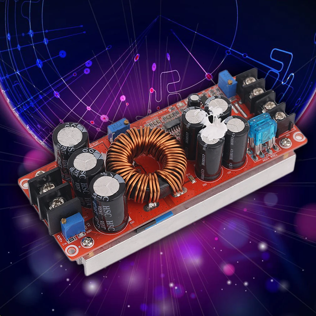 

Professional 1200W DC-DC Boost Converter Power Supply 8-60V 12V Step Up to 12-83V 24V 48 With Large Heat Sink Design