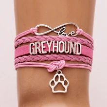NCRHGL Бесконечная любовь браслеты с гончей собакой браслеты животных Амулет лапа кос искусственная кожа браслет украшения для Для женщин Для мужчин Прямая