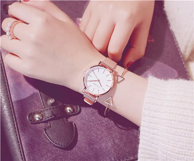 Часы из розового золота, женские часы от ведущего бренда, роскошные модные женские наручные часы с металлическим сетчатым ремешком, кварцевые женские часы, серебряные женские часы