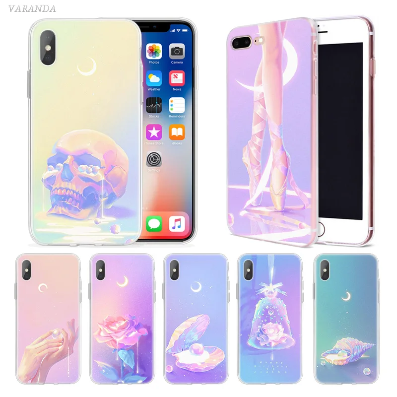 Волшебный жемчужный чехол с черепом для iphone XS Max XR X 10 7 7S 8 6 6S Plus 5 5SE 5C 6 + 7 + 8 + Мягкий силиконовый чехол для телефона