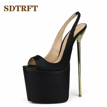 

SDTRFT Plus:40-45 46 47 48 49 50 Summer Slingbacks Sandals Ladies Stilettos 22cm thin High-Heeled sexy shoes woman Cosplay pumps