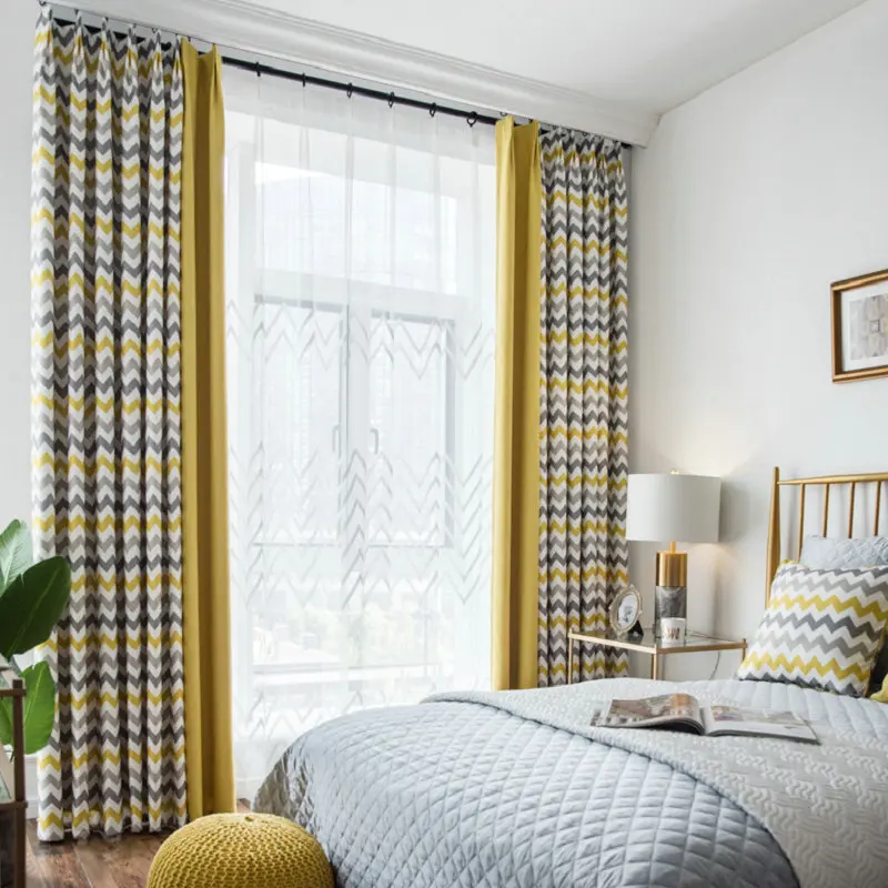 

Printed Geometric Wave blackout curtains Drapes Curtains For Living Room Modern bedroom kitchen curtains autumn wave
