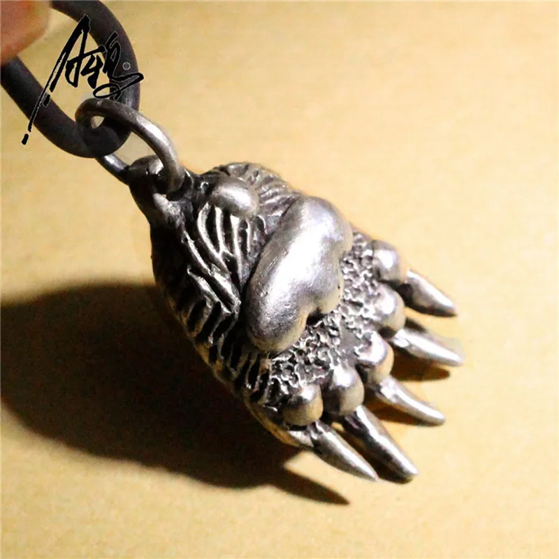 

Handmade Vintage Bear's Paw 33*15mm 925 Sterling Animal Pendant Necklace Jewelry for Girl Boy Women Men Personality Gift