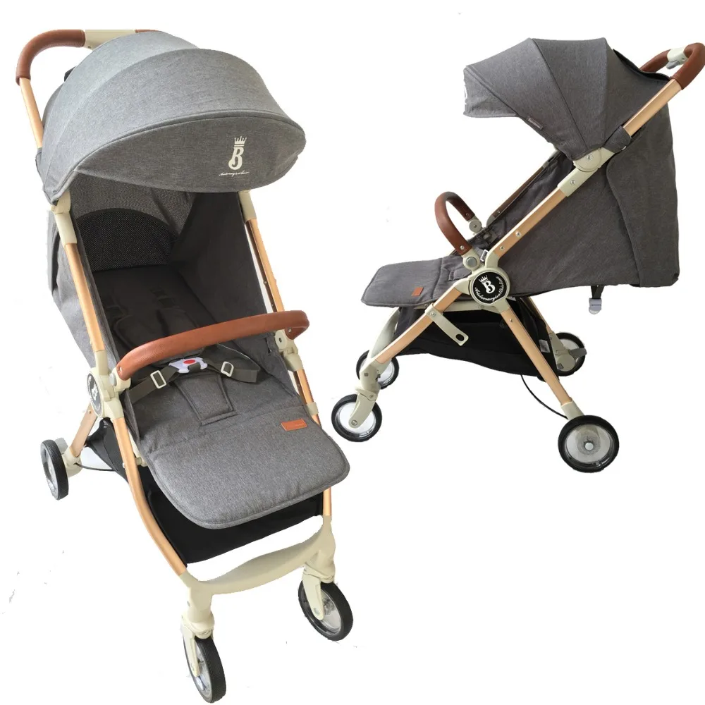 Golden Aluminum Alloy Tube Baby Stroller Portable Travelling Pram Light Weight Newborns Carriage