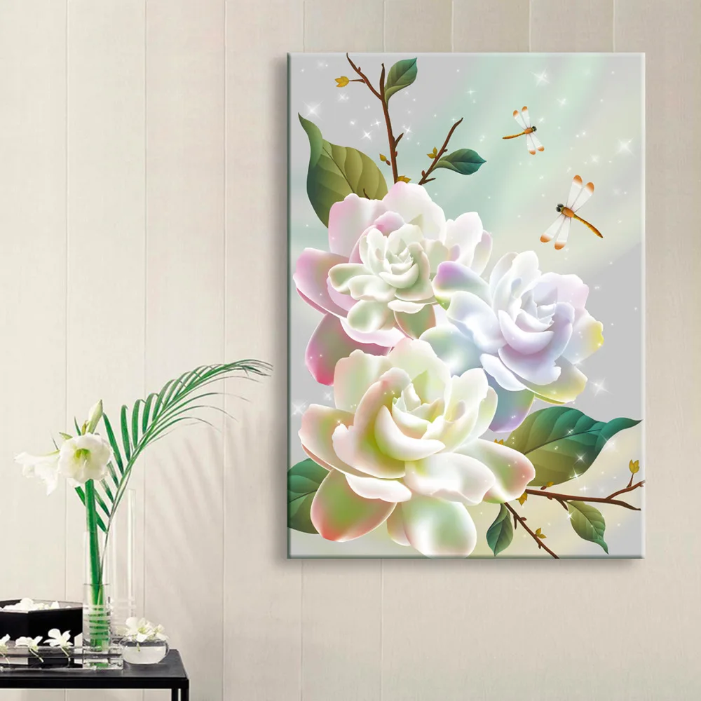 Free Shipping Stretched Canvas Prints Flowers LED Flashing Optical Fiber Print Wall Art Decorations | Дом и сад