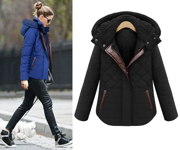 2015 Fashion Winter Jacket Women Plaid Hooded Thick Silm