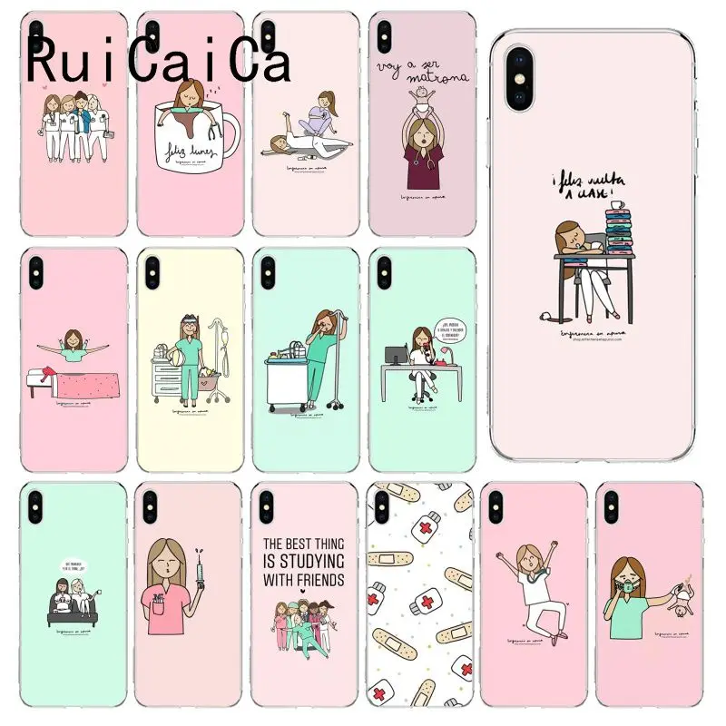 RuiCaiCa мультфильм доктор узор с изображением сиделки мягкий чехол для телефона из