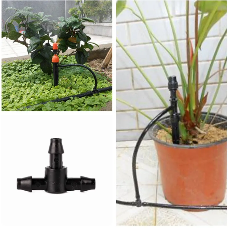 

50pcs New 4/7mm Garden Hose Barbed Tee Connectors Standard PE Hose Joints Drip Irrigation System Pipe Fittings Accessories