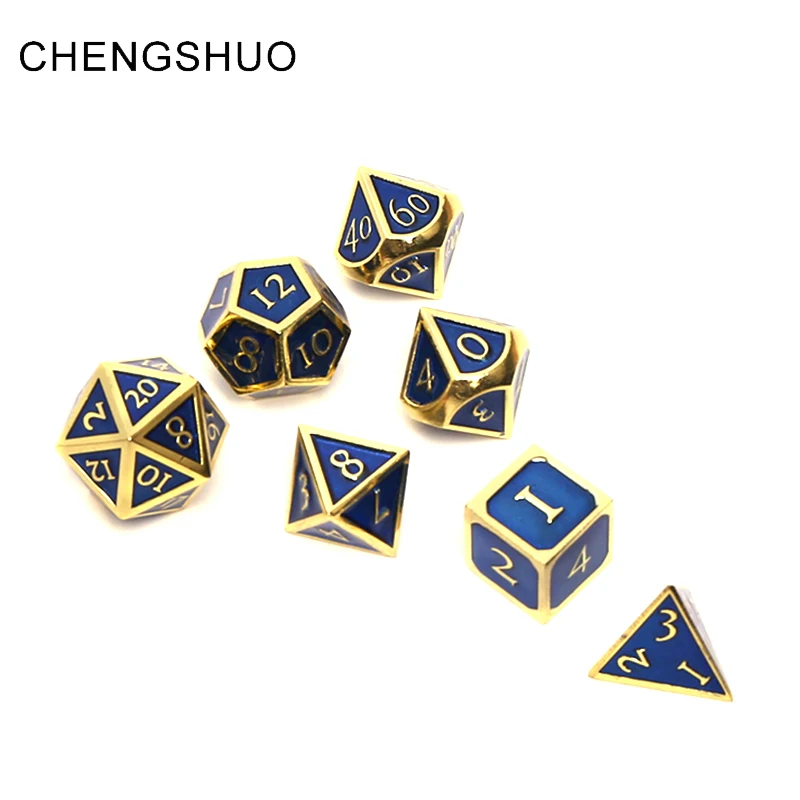 

Chengshuo rpg dice sets dnd polyhedral metal dungeons and dragons zinc alloy blue digital dices pattern table games d20 10 8 6 4